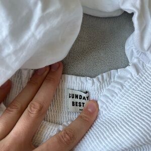 Aritzia White Smocked Mini Dress